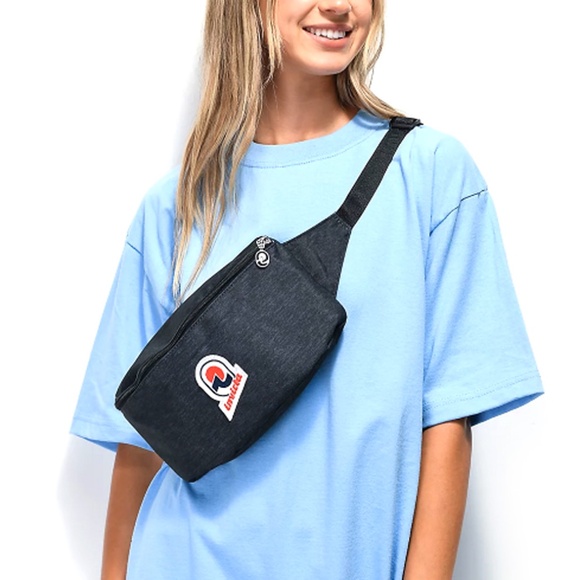 Invicta Handbags - Invicta Women Black Fanny Pack Blue 25 Solid New With Tag